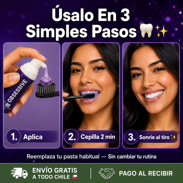 🦷 OBSESSIVE PASTA DENTAL MORADA BLANQUEAMIENTO INSTANTÁNEO 50 ML💎