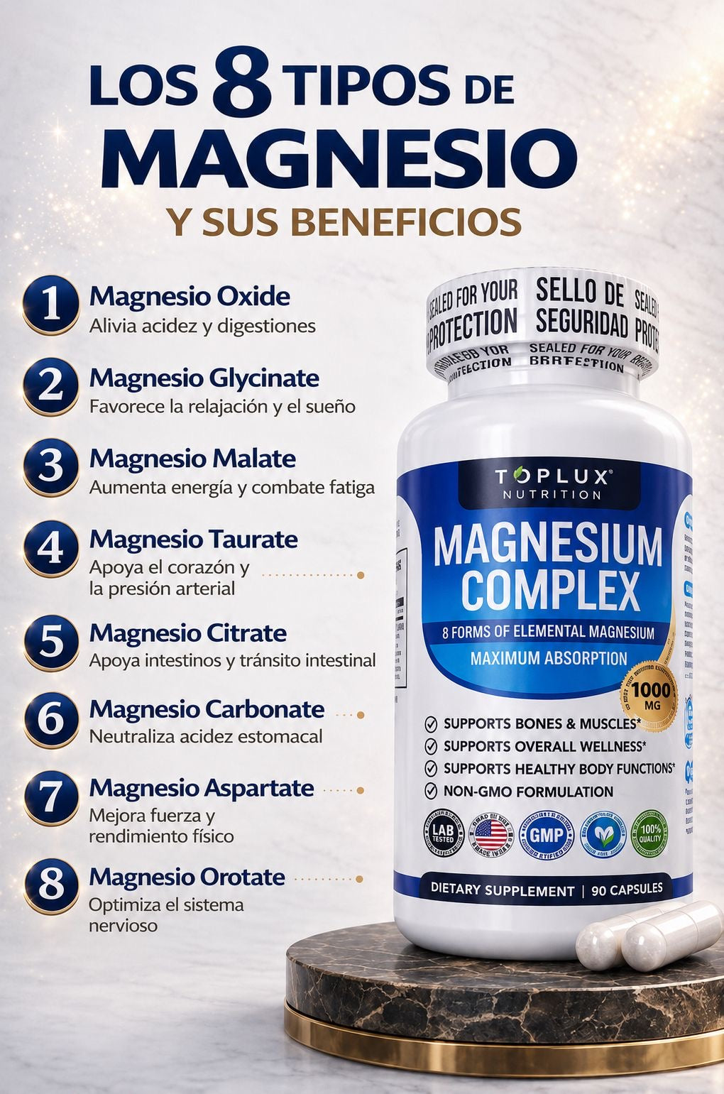 💎Lleva 2 al precio de 1 Magnesium Complex 1000 mg ORIGINAL 8 tipos de magnesio en 1 💊